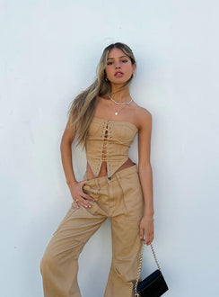 side view of model wearing Princess Polly East Gate Corset Stone 