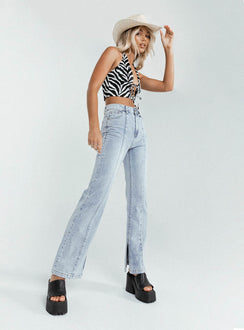 front view of model wearing Princess Polly Elaine Top Zebra 