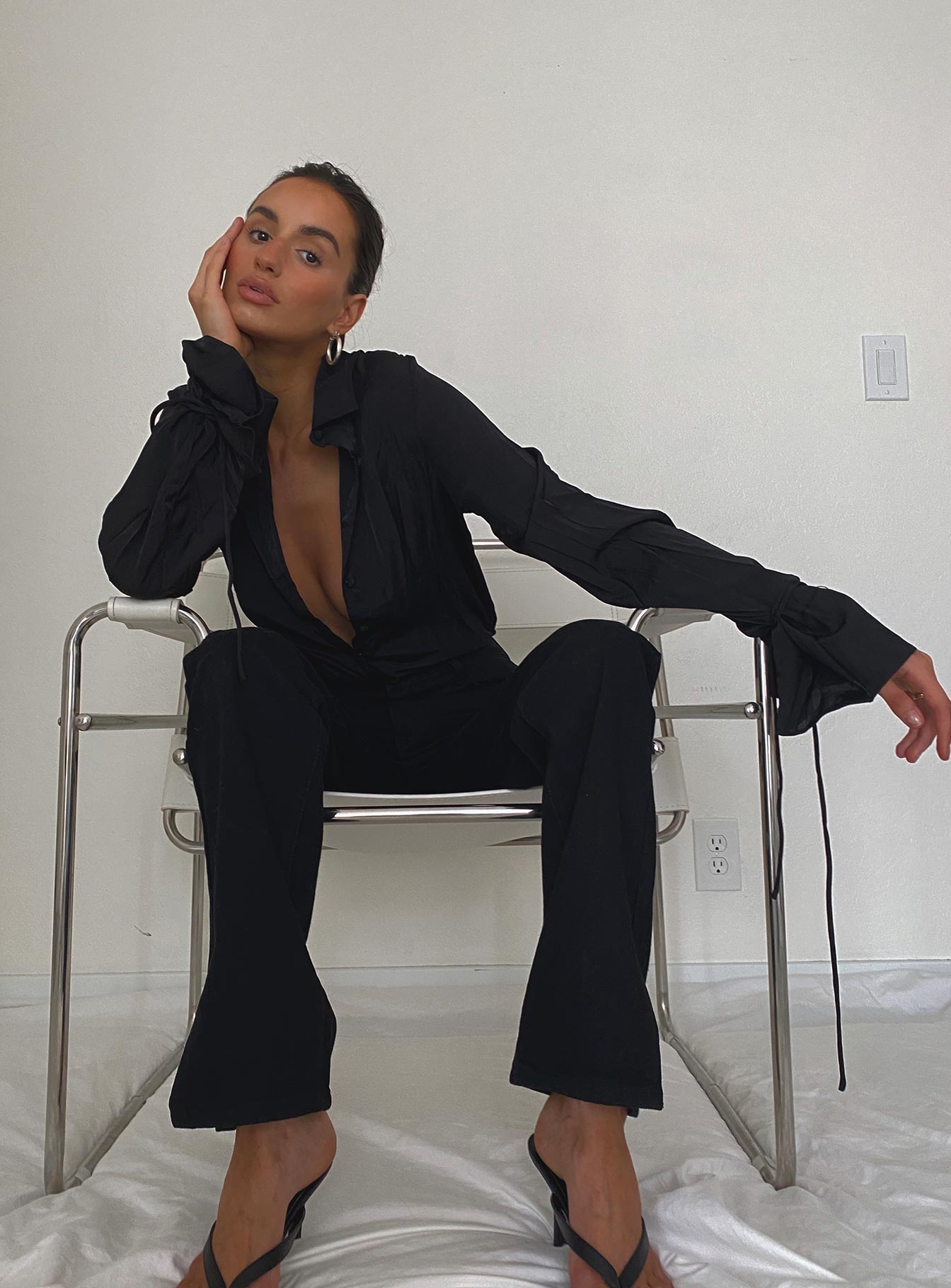 product Princess Polly Full Sleeves Cowl  Forbidden Shirt Black