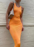 front view of model wearing Princess Polly Everlast Midi Dress Orange 