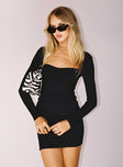 front view of model wearing Princess Polly Nolan Mini Dress Black 