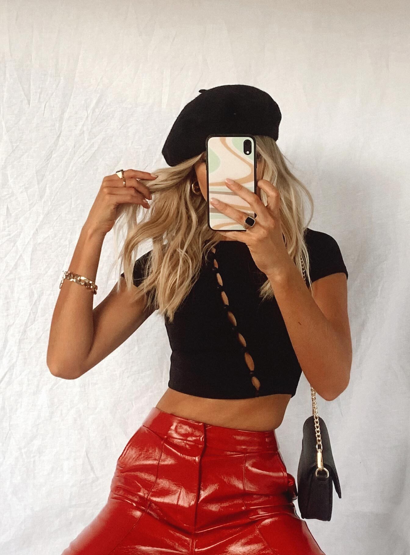 back view of model wearing Princess Polly Mystic Wonder Top Black 