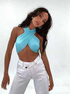 back view of model wearing Princess Polly Midnight Top Blue 