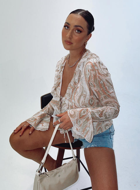 side view of model wearing Princess Polly Lucia Shirt Multi 