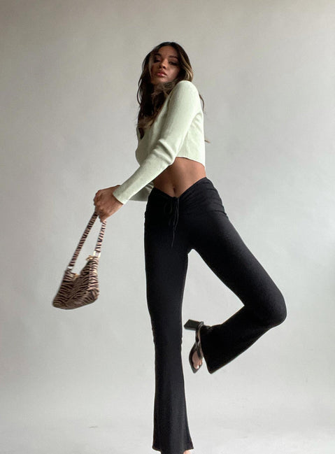 back view of model wearing Princess Polly Imogen Pants Black 