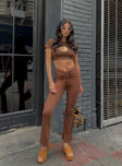 front view of model wearing Princess Polly Imogen Pants Brown 