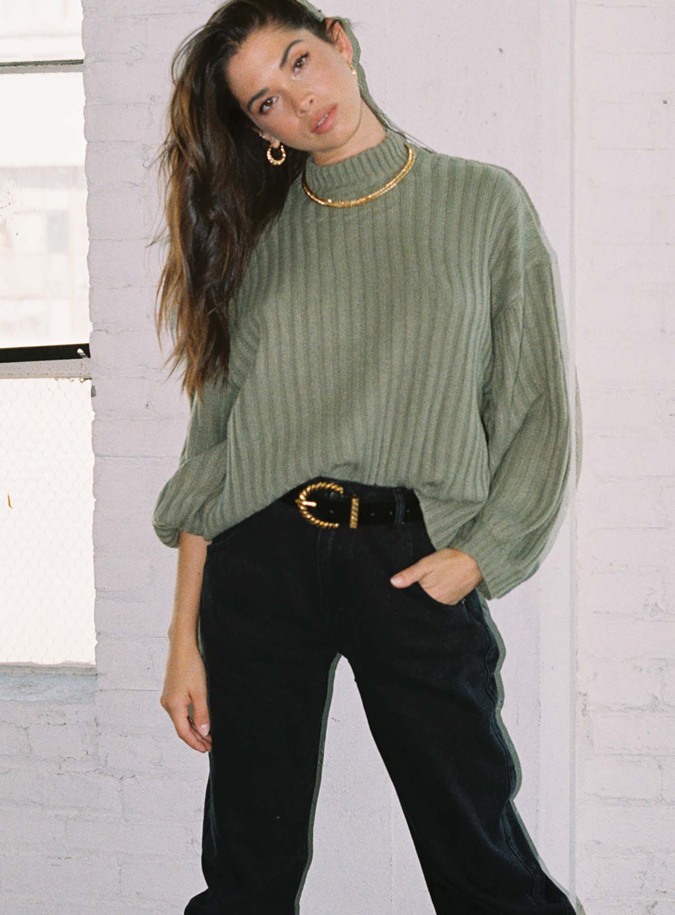 Innerbloom Oversized Sweater Dark Green Princess Polly  Cropped 