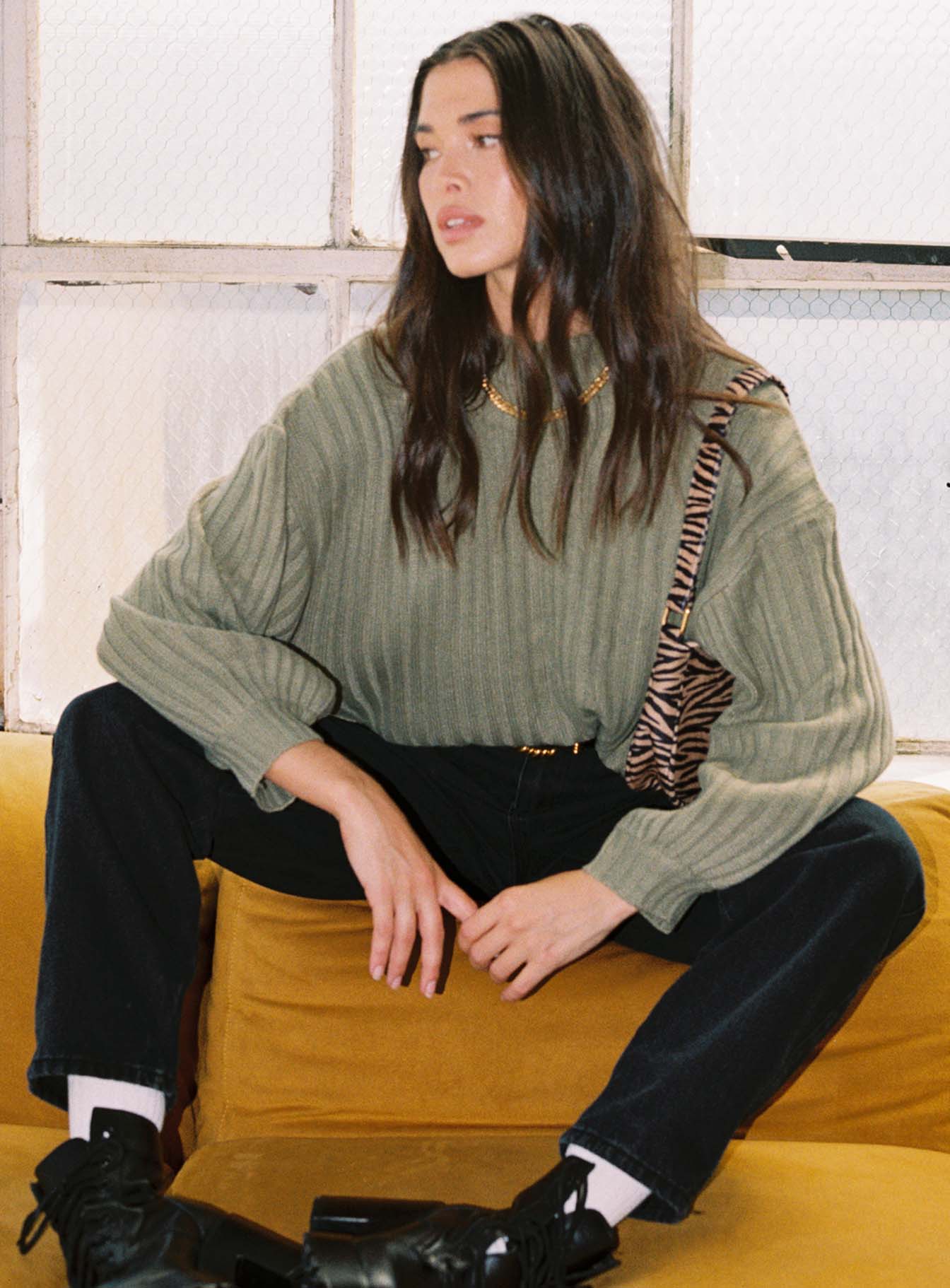 Innerbloom Oversized Sweater Dark Green Princess Polly  Cropped 