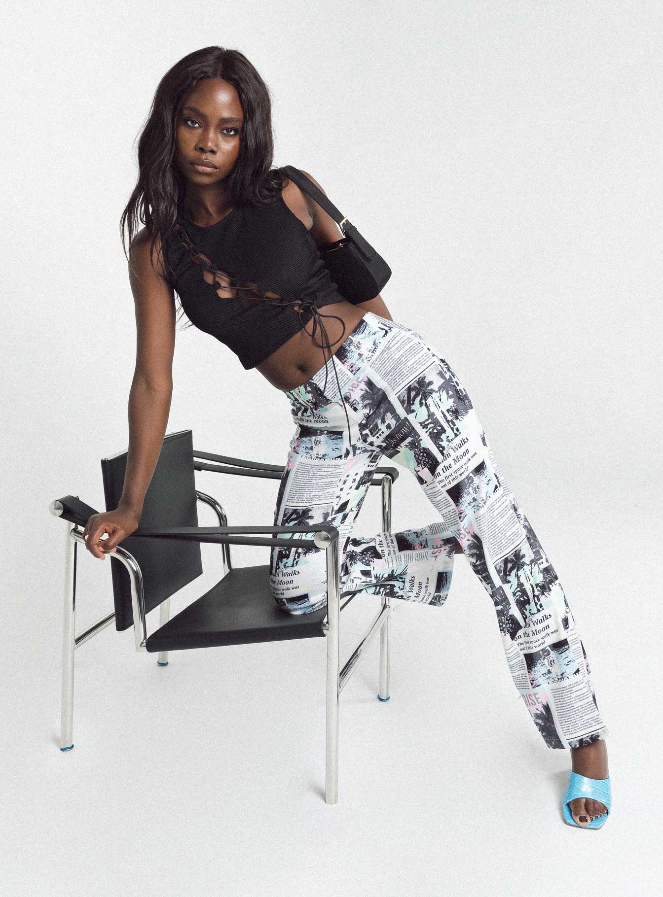 front view of model wearing Princess Polly In My Element Mid Rise Pants White 