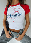 front view of model wearing Princess Polly Jagger & Stone The Mercury In Retrograde Mini Tee 