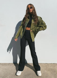 front view of model wearing Princess Polly Jensen Pants Black 