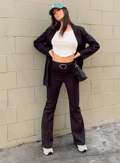 front view of model wearing Princess Polly Jensen Pants Black 