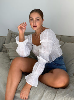 side view of model wearing Princess Polly Jolee Top White 