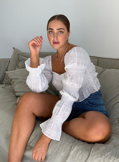 side view of model wearing Princess Polly Jolee Top White 