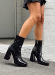 Jamie Croc Platform Boots Black