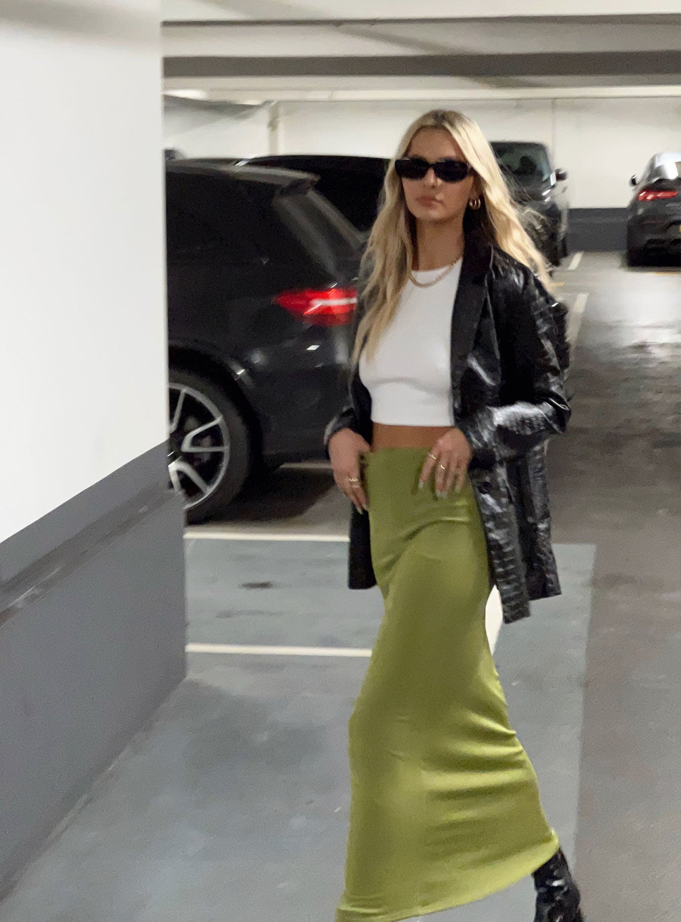 Maxi skirt outlet in green