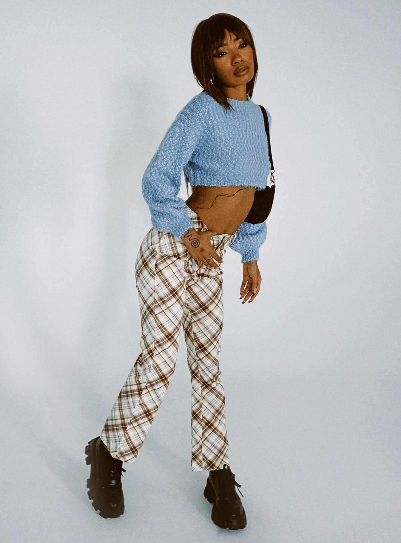 front view of model wearing Princess Polly Kallani Pants Beige 