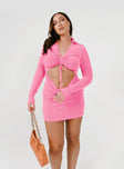 front view of model wearing Princess Polly Kylie Mini Dress Pink 