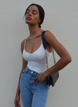 side view of model wearing Princess Polly Levey Bodysuit White Sleeveless Scoop Neck 