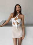 front view of model wearing Princess Polly London Bodysuit Sleeveless Plunger 