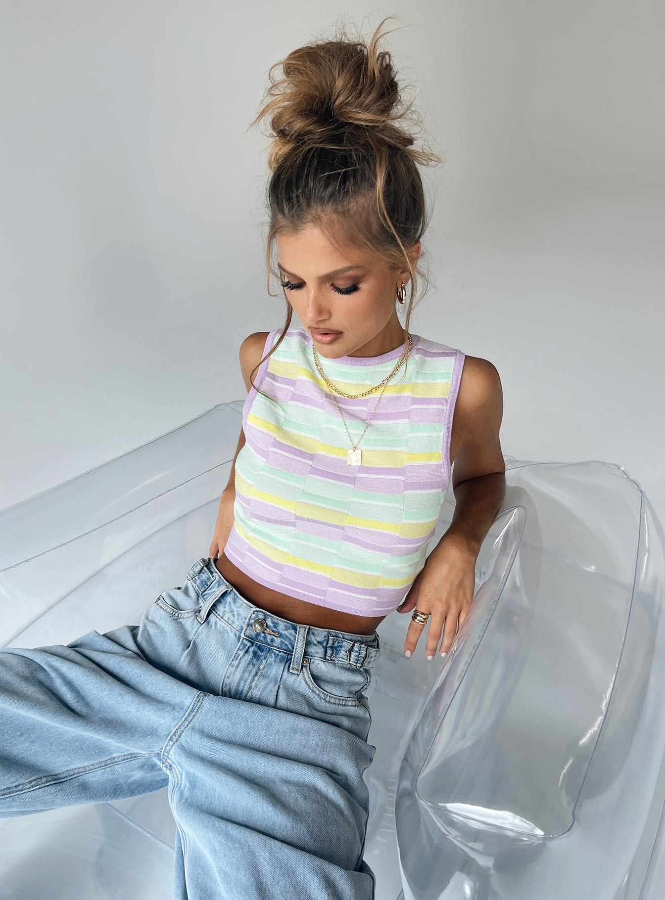 back view of model wearing Princess Polly Lorena Top Multi 