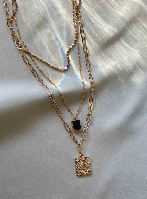 Lars Pendant Necklace Gold / Black