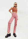 Princess Polly mid-rise  Leah Cordoury Pant Pink