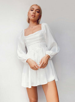 Lillie Long Sleeve Romper White