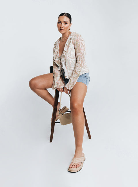 back view of model wearing Princess Polly Lucia Shirt Multi 