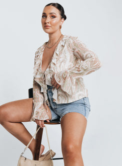 front view of model wearing Princess Polly Lucia Shirt Multi 