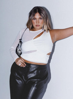 side view of model wearing Princess Polly Lundin Overlapping Layers Top White 