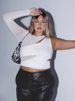 front view of model wearing Princess Polly Lundin Overlapping Layers Top White 