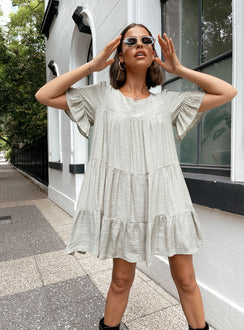 front view of model wearing Princess Polly Miami Mini Dress Sage 