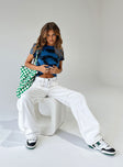 Front view of model wearing  front Princess Polly High Waisted  Miami Vice Pants White