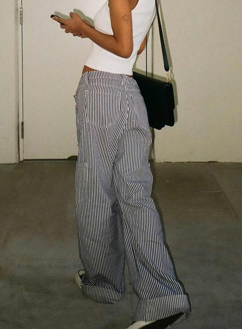 product Princess Polly Low Rise Pants  Miami Vice Pants Navy Pinstripe