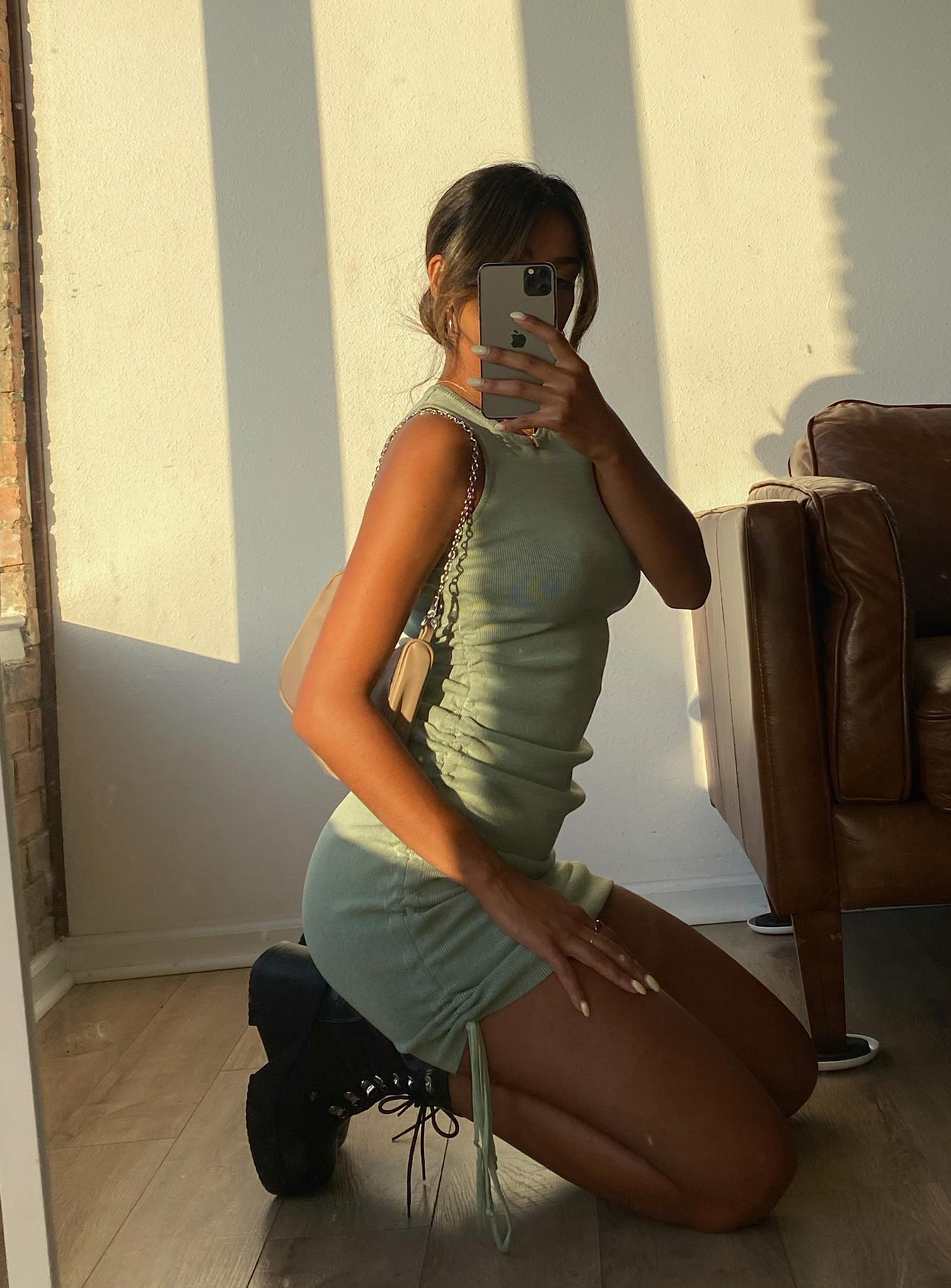 back view of model wearing Princess Polly Military Minds Mini Dress 