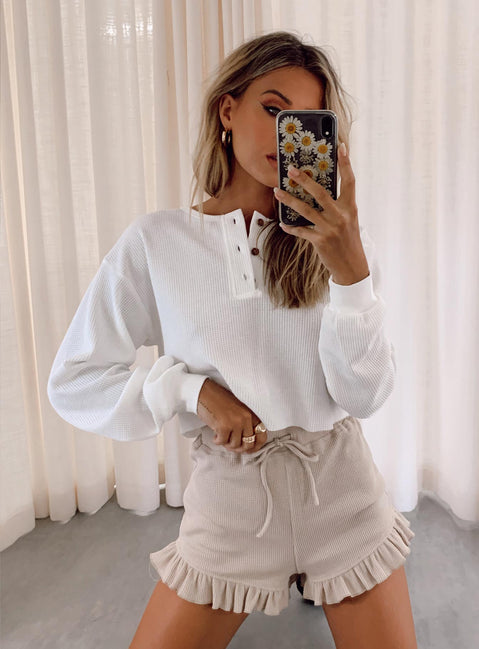 Mia Cropped Henley White Princess Polly  regular 