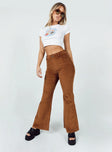 front view of model wearing Princess Polly Nadia Pants Brown 