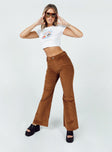 front view of model wearing Princess Polly Nadia Pants Brown 