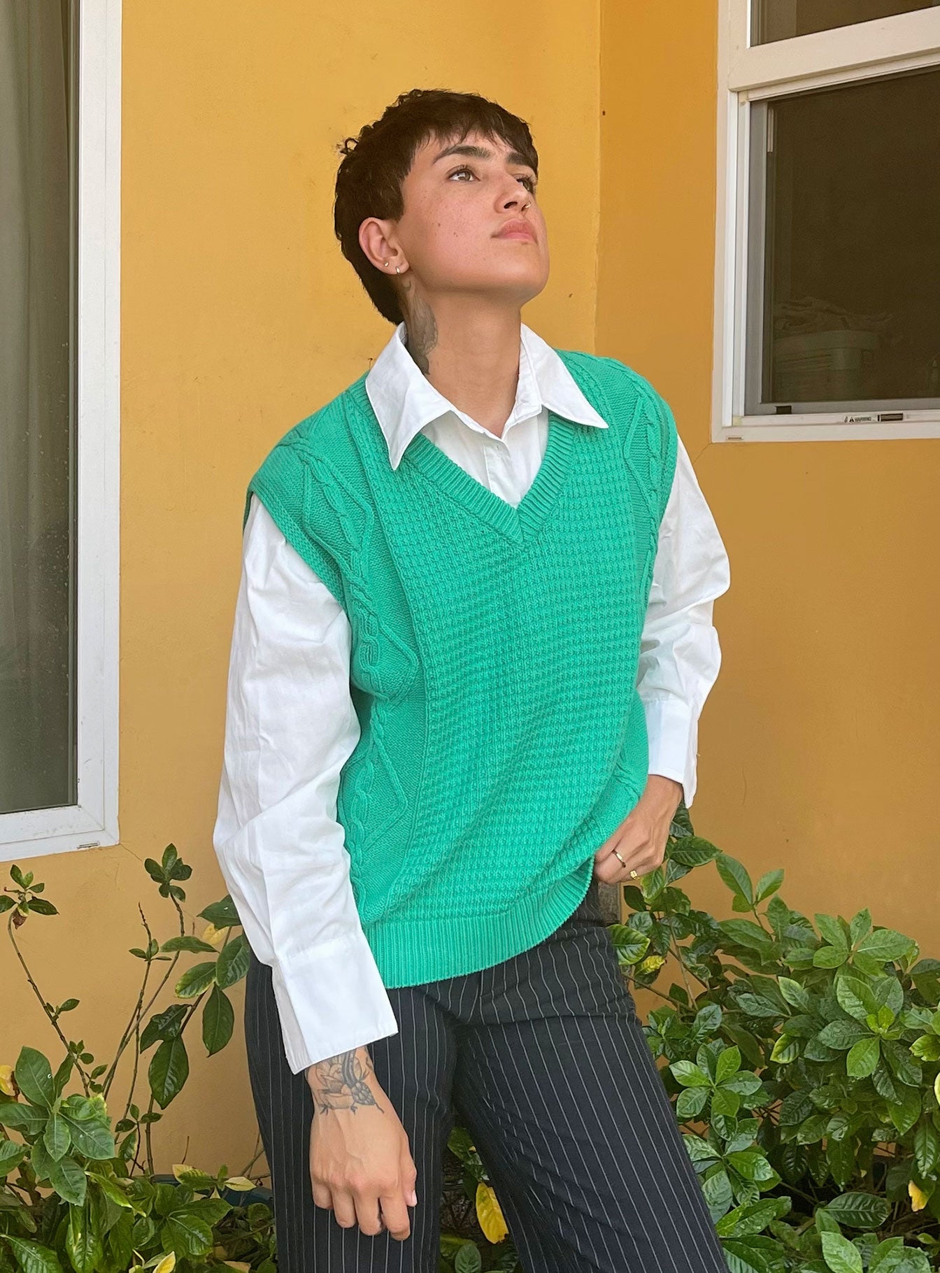 Cotton Carey Sweater Vest Green Princess Polly  regular 