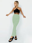 back view of model wearing Princess Polly Oscar Maxi Skirt Sage 