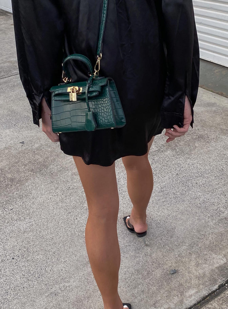 Peta & Jain Hedi Mini Top Handle Bag Green Croc