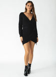 front view of model wearing Princess Polly Phenix Mini Dress Black 