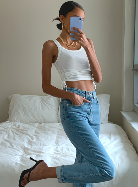 front view of model wearing Princess Polly Ragged Priest Cougar Jean Mid Rise 