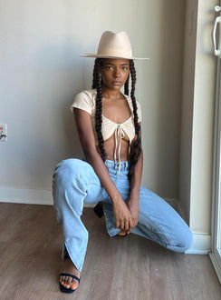 side view of model wearing Princess Polly Alabama Jean Mid Rise 