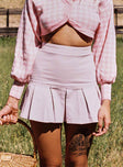 Rescue Me Pleat Denim Mini Skirt Pink