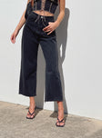 front view of model wearing Princess Polly Ruby Cropped Jean Black Denim Mid Rise 