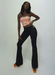 front view of model wearing Princess Polly Jess Cut Out Pants Black 