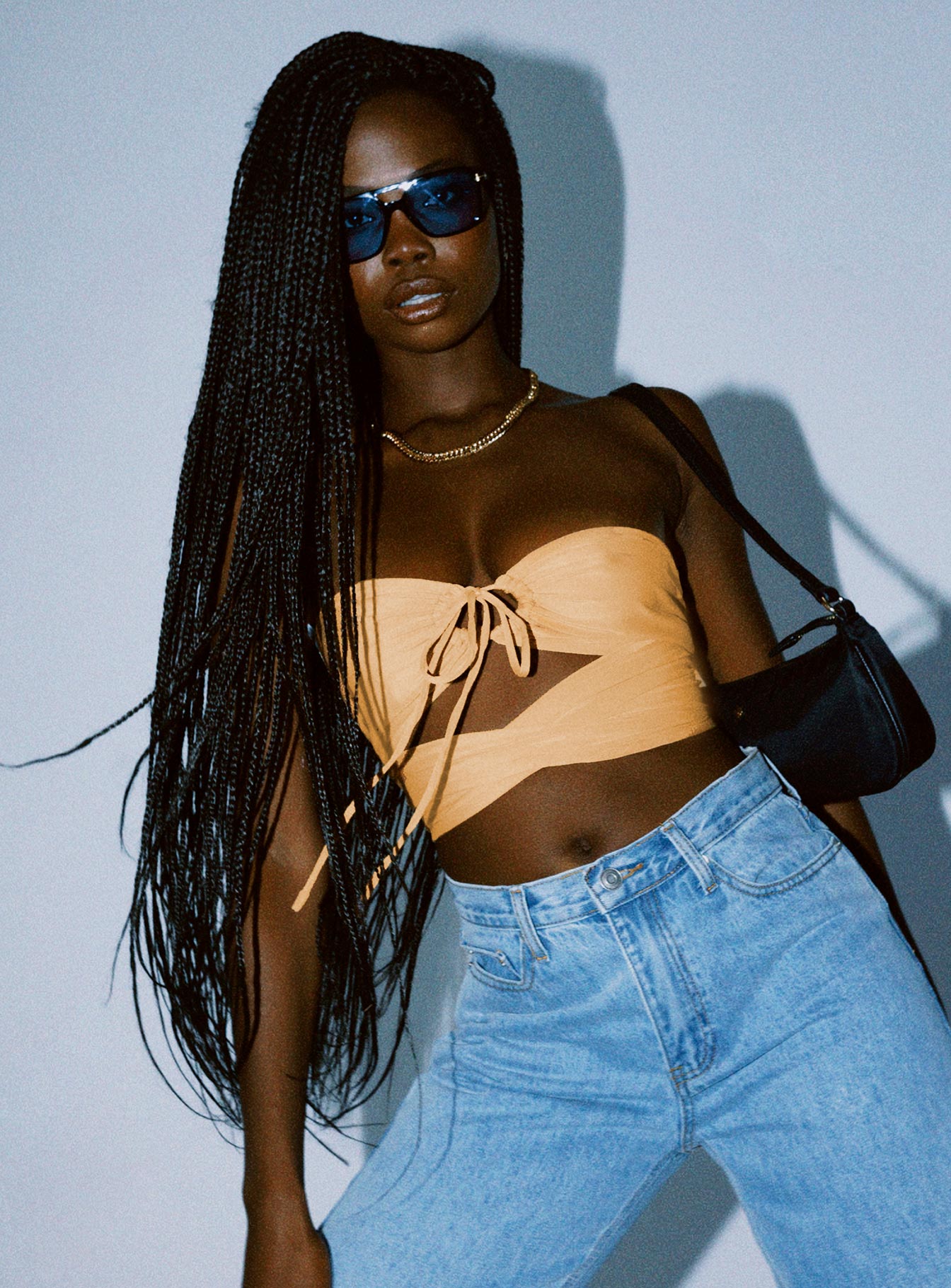 back view of model wearing Princess Polly Rochella Top Orange 