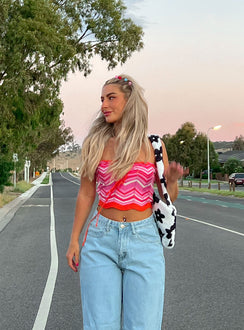 side view of model wearing Princess Polly Rosalia Top Pink 